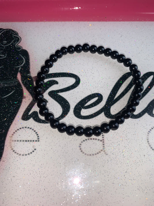 Black Glass Beaded Bracelet!