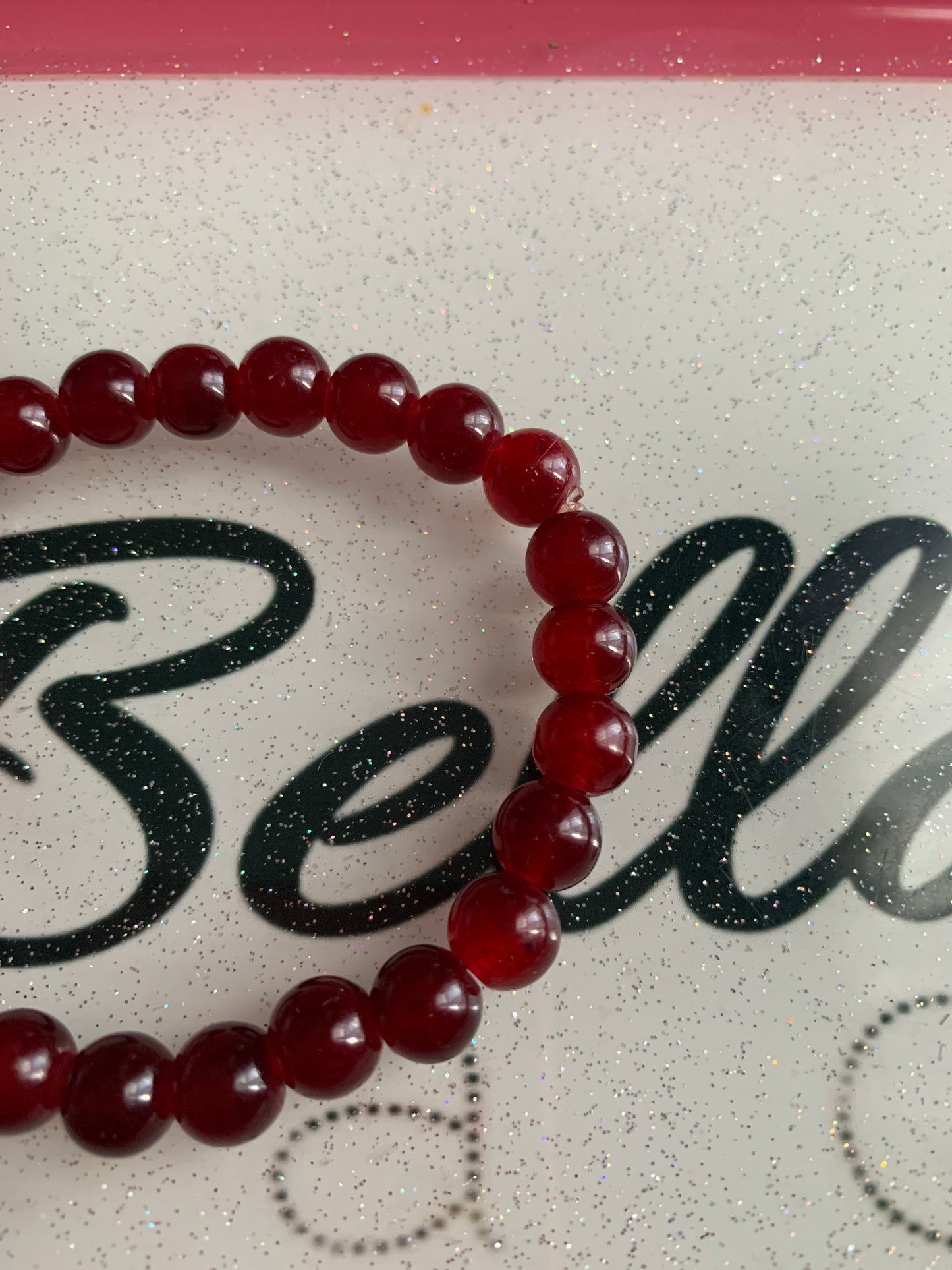 Dark Red Glass Beaded Bracelet!