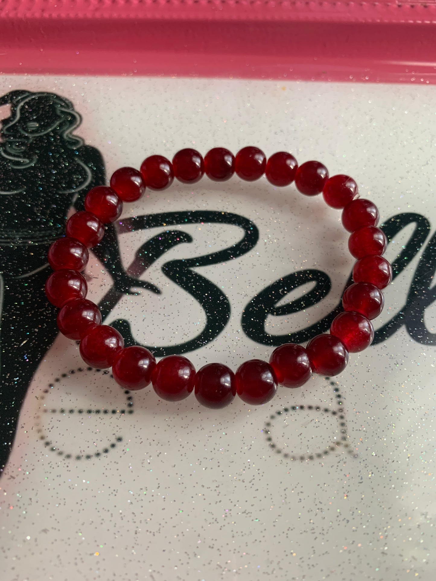 Dark Red Glass Beaded Bracelet!
