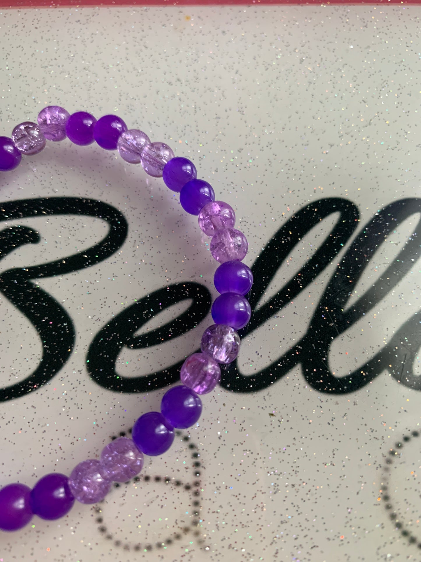 Purple Clear And Gitter Glass Beaded Bracelet!
