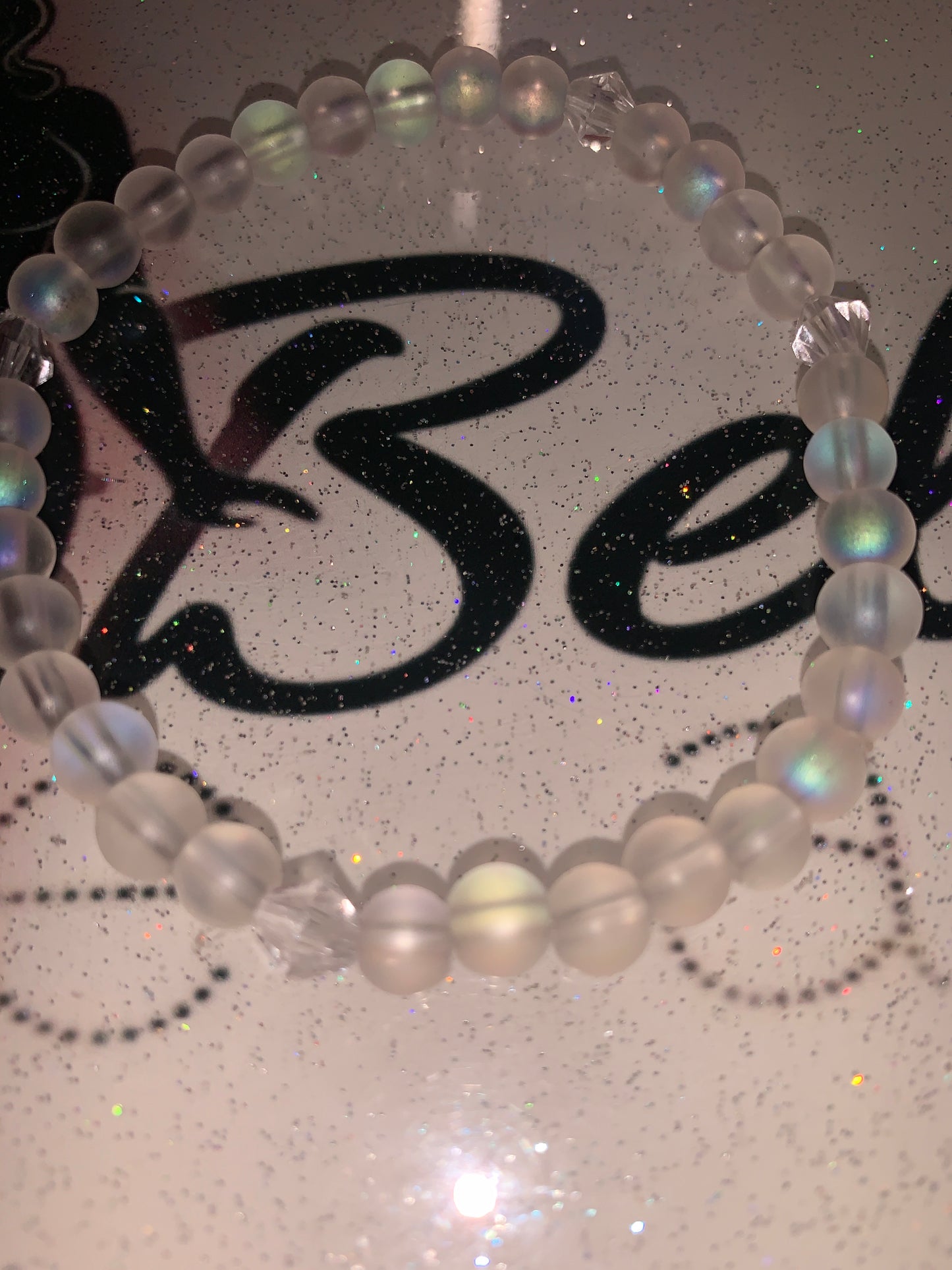 Rainbow Clear Glass Beaded Bracelet!