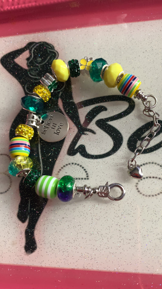 Green And Yellow Charm Bracelet!