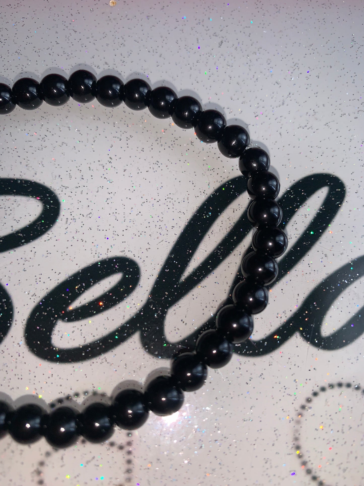 Black Glass Beaded Bracelet!