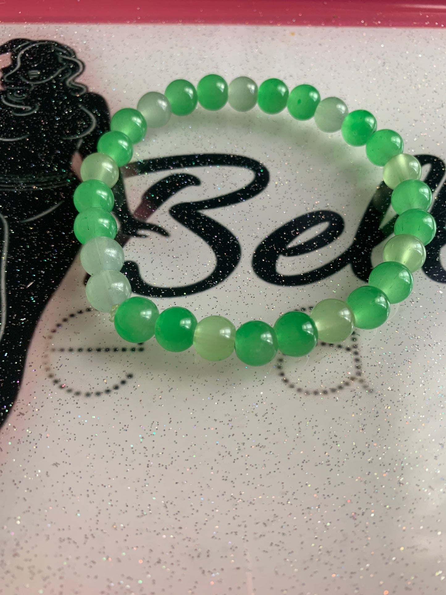 Green Glass Beaded Bracelet!