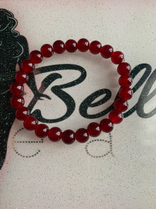 Dark Red Glass Beaded Bracelet!
