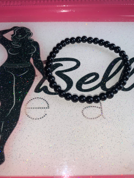 Black Glass Beaded Bracelet!