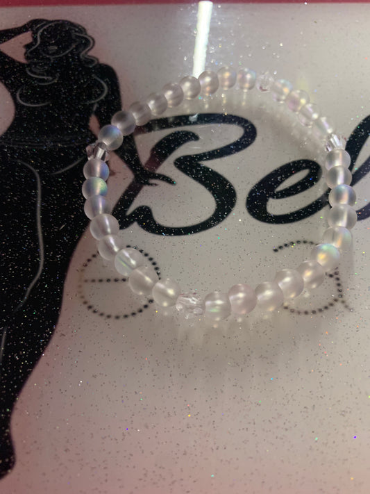 Rainbow Clear Glass Beaded Bracelet!