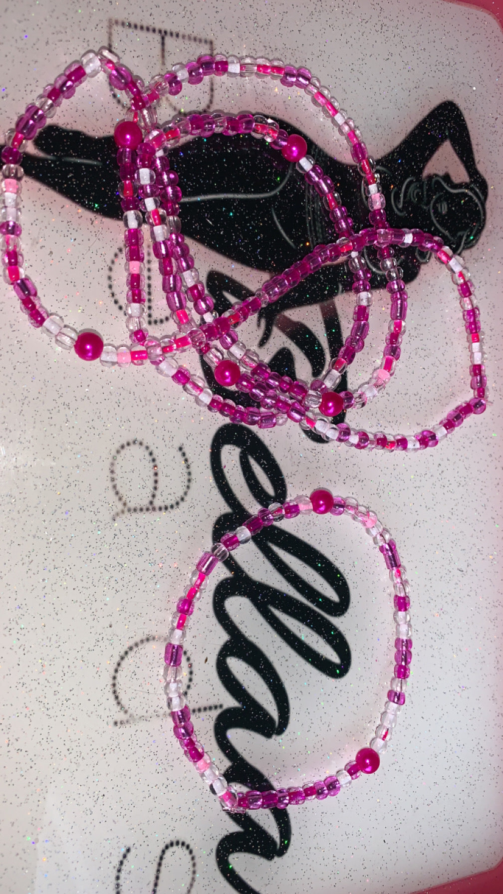 Pink And Clear Waistbead And Anklet Set!