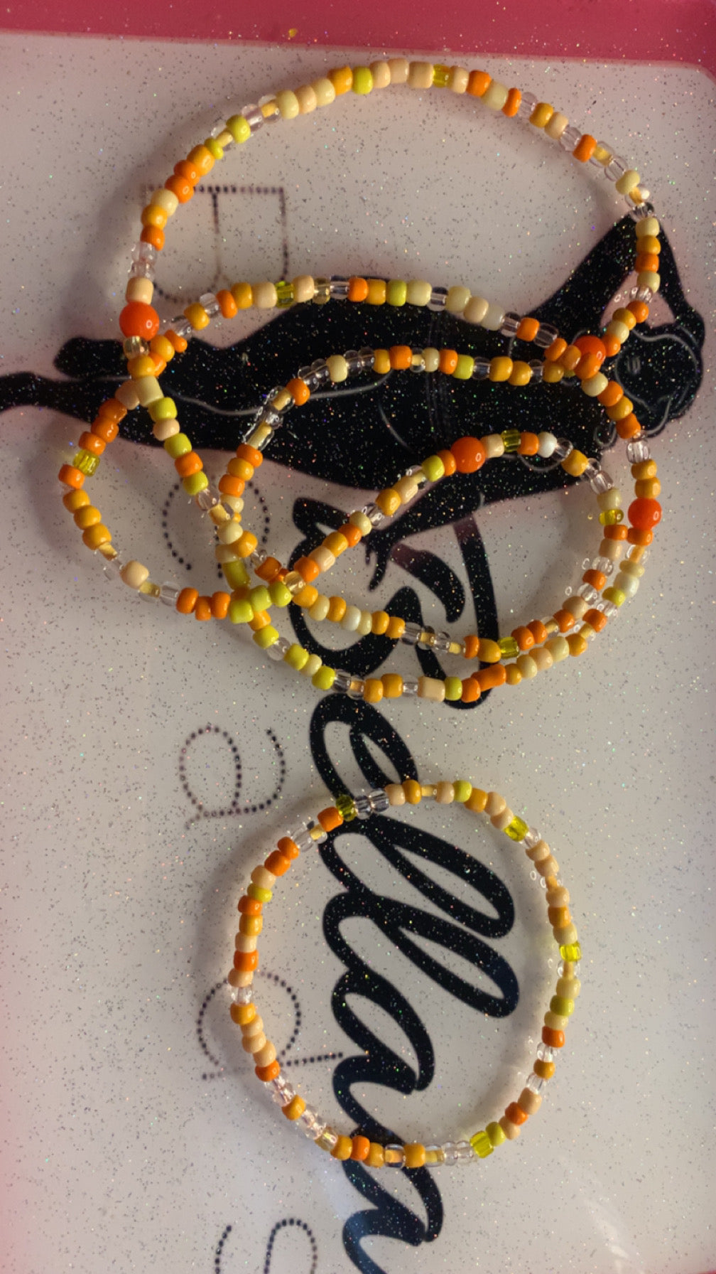 Orange And Yellow Waistbead And Anklet Set!