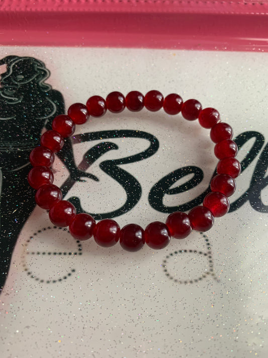Dark Red Glass Beaded Bracelet!