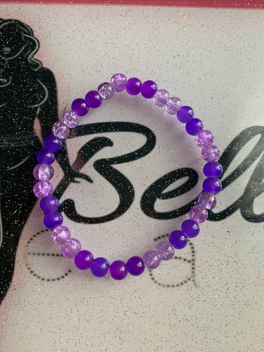 Purple Clear And Gitter Glass Beaded Bracelet!