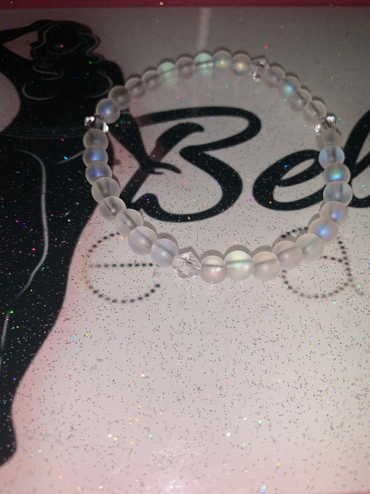 Rainbow Clear Glass Beaded Bracelet!