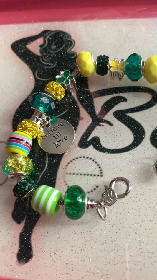Green And Yellow Charm Bracelet!