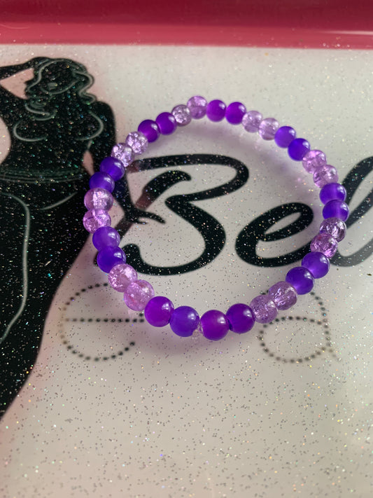 Purple Clear And Gitter Glass Beaded Bracelet!