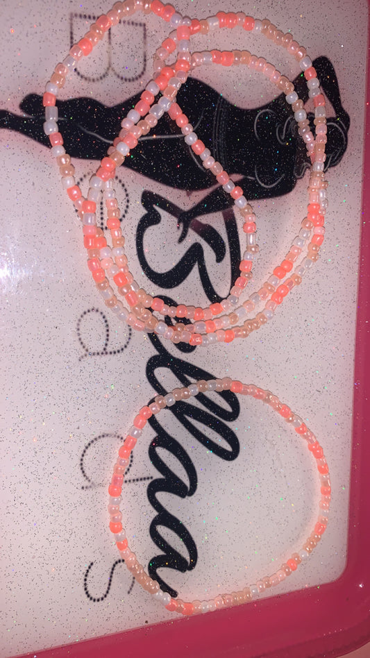 Peach Waistbead And Anklet Set!